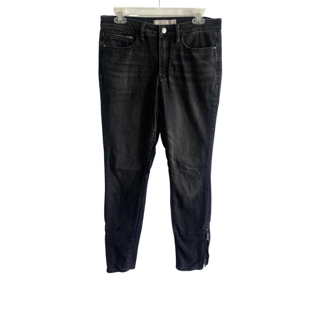 Athleta Sculptek Skinny Jeans Womens 6 Black Washed Denim Ankle Zip Stretch Pant